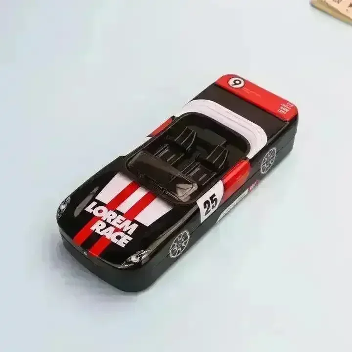 Racing Car Metal Pencil Box with Movable Wheels and Seats - Image 12