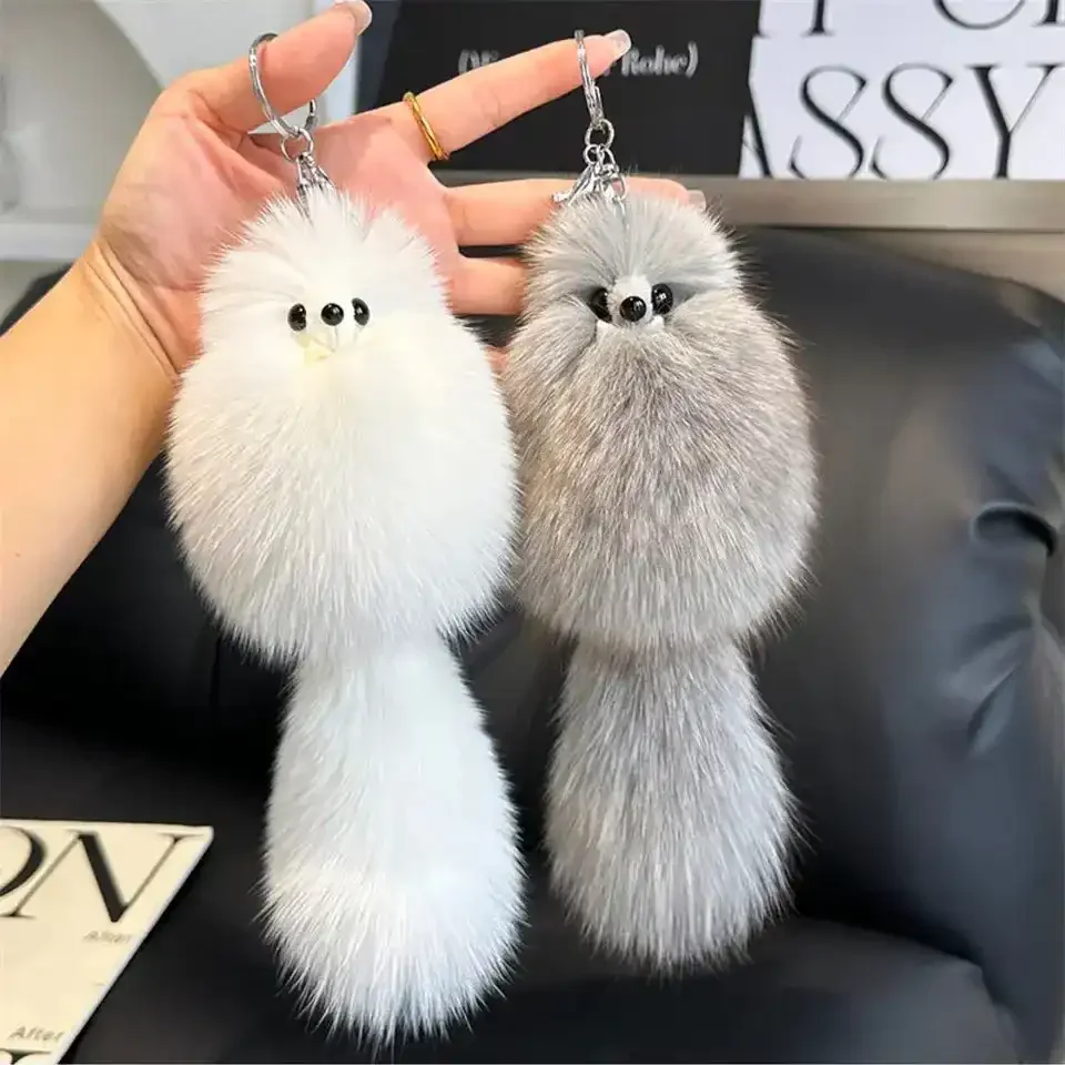 Real Fox Fur Plush Keychain - Image 2