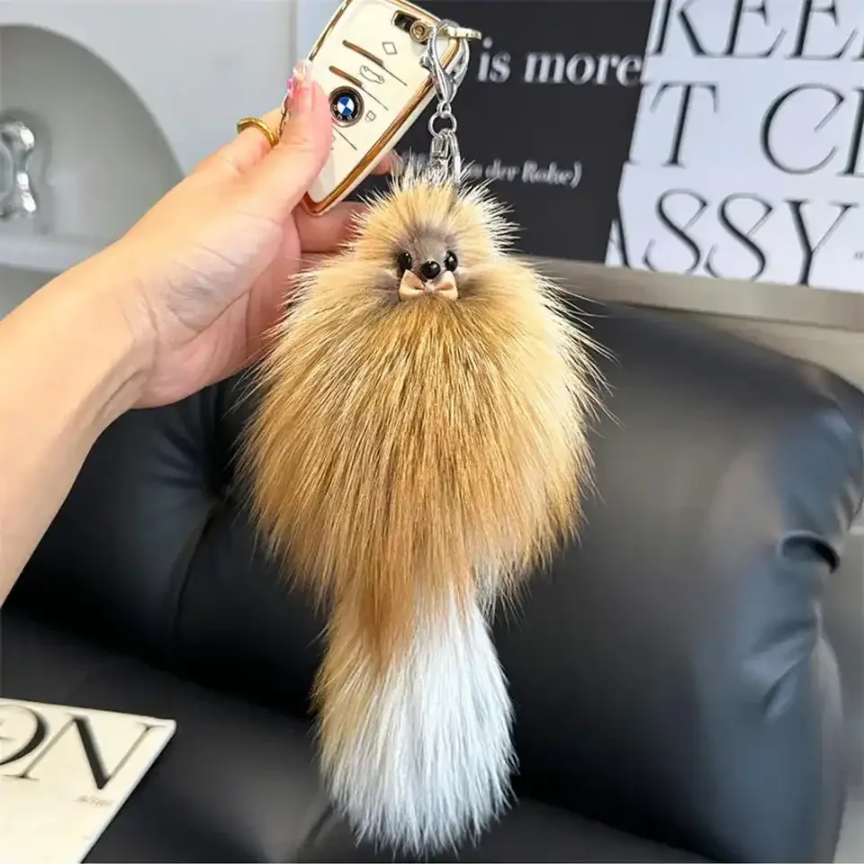 Real Fox Fur Plush Keychain - Image 6