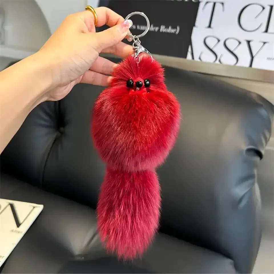 Real Fox Fur Plush Keychain - Image 7