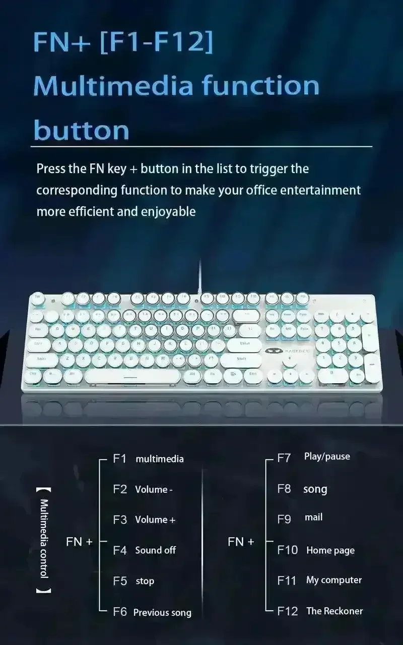 Retro-Style MageGee Mechanical Gaming LED Backlit Keyboard - Image 26