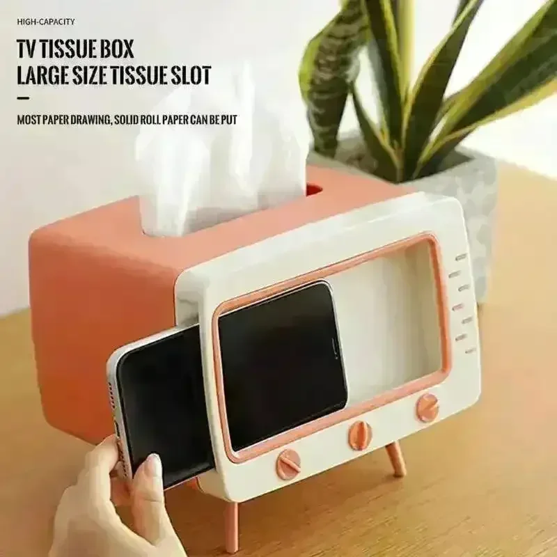 Retro TV-Inspired Tissue Box & Mobile Phone Dock - Image 4