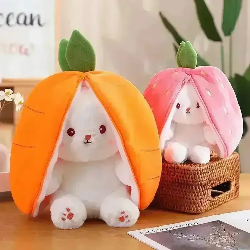 Double Delight: Reversible Strawberry Carrot Bunny Plush! - Image 3