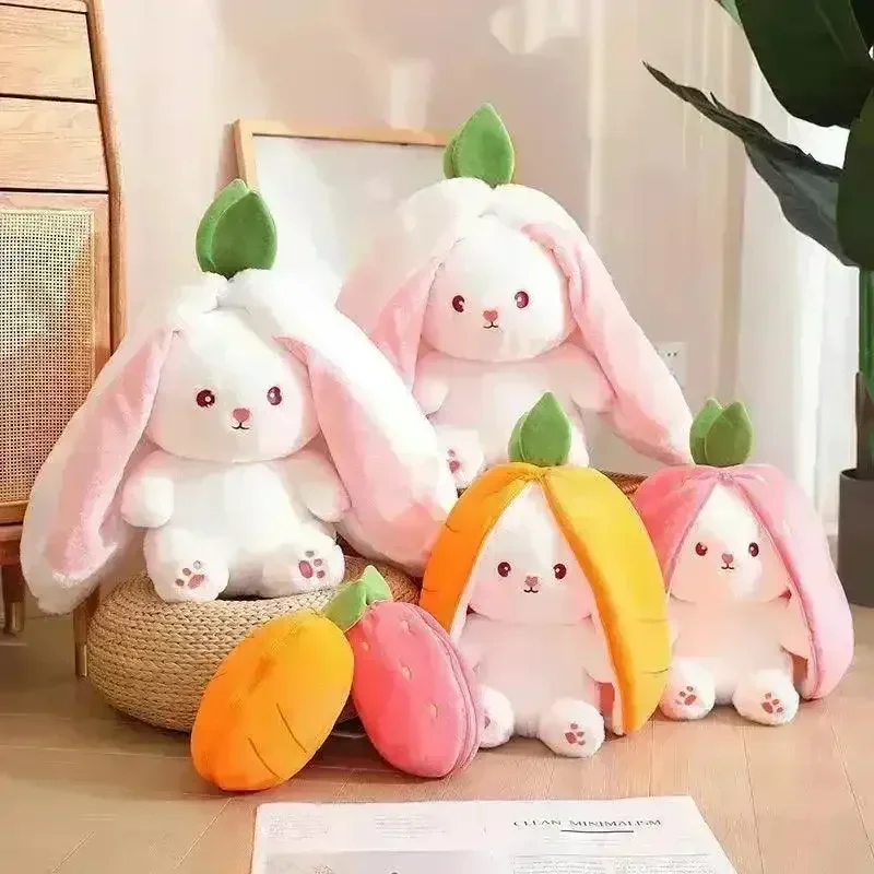 Double Delight: Reversible Strawberry Carrot Bunny Plush! - Image 4