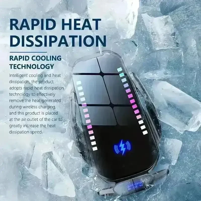 RGB Colour Changing 15W Car Wireless Charger Stand - Image 4