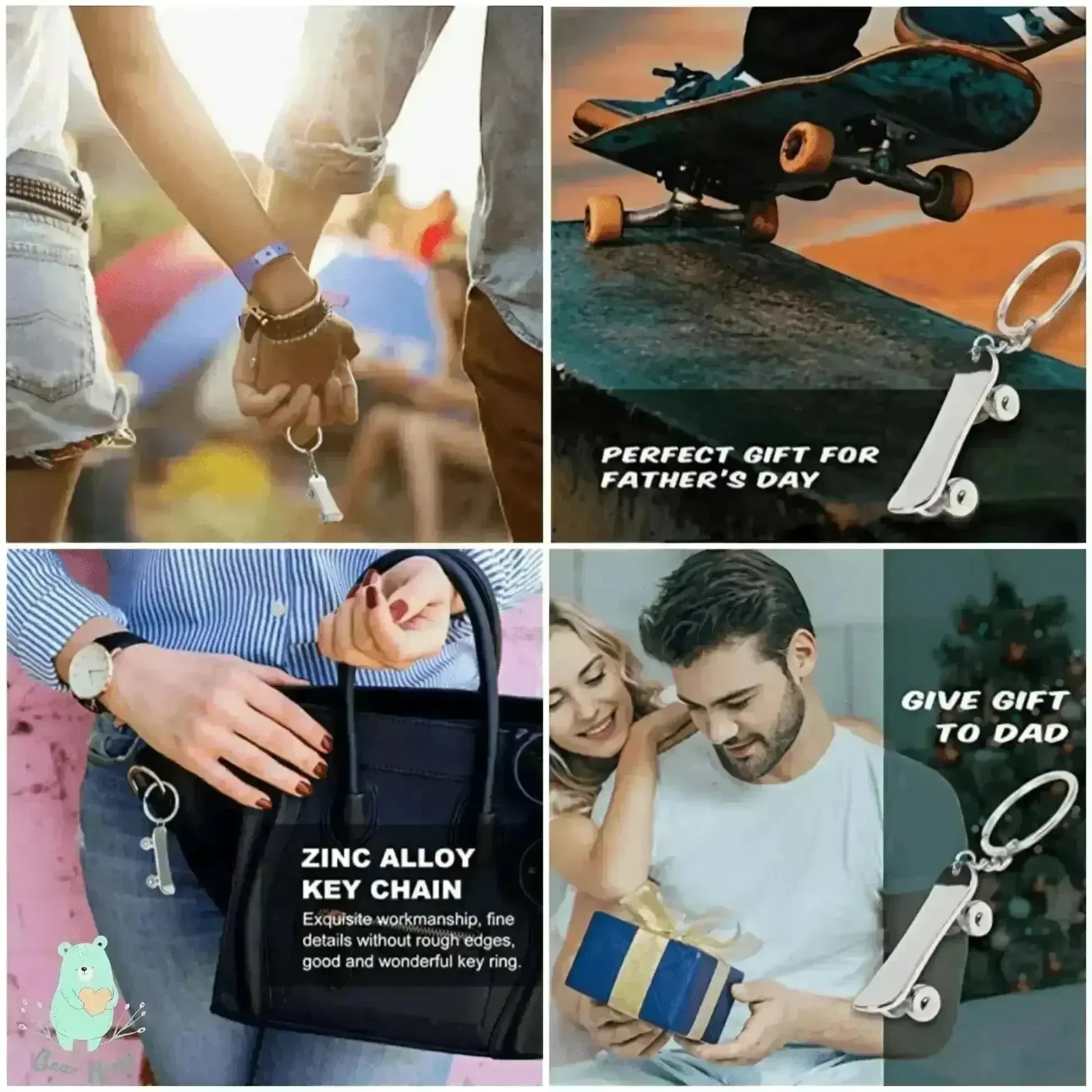 Rolling Radness Revolving Skateboard Keychain - Image 5