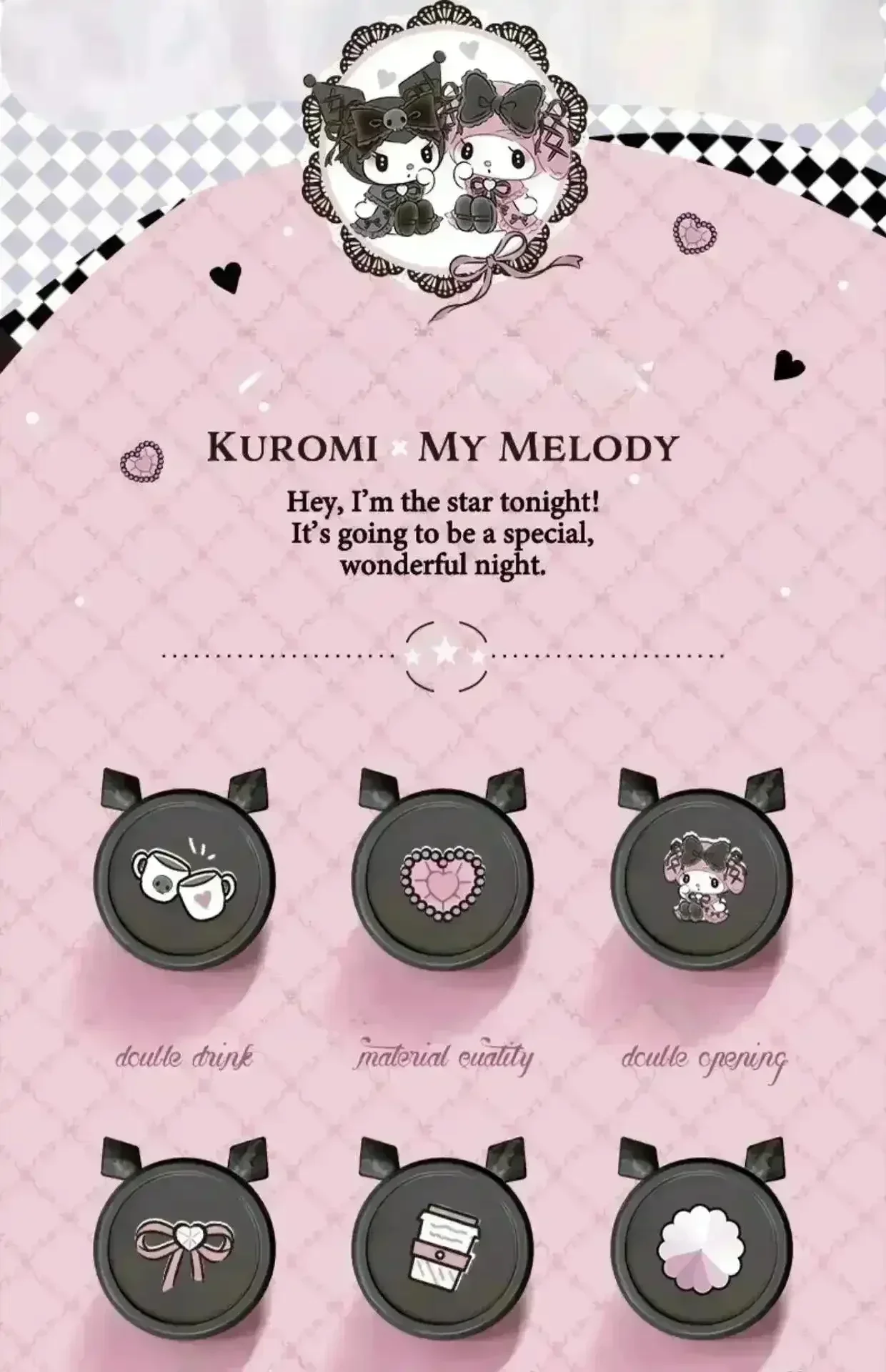 Sanliou 2 in 1 Kuromi & My Melody Steel Kawaii Bottle (550 ml) - Image 11
