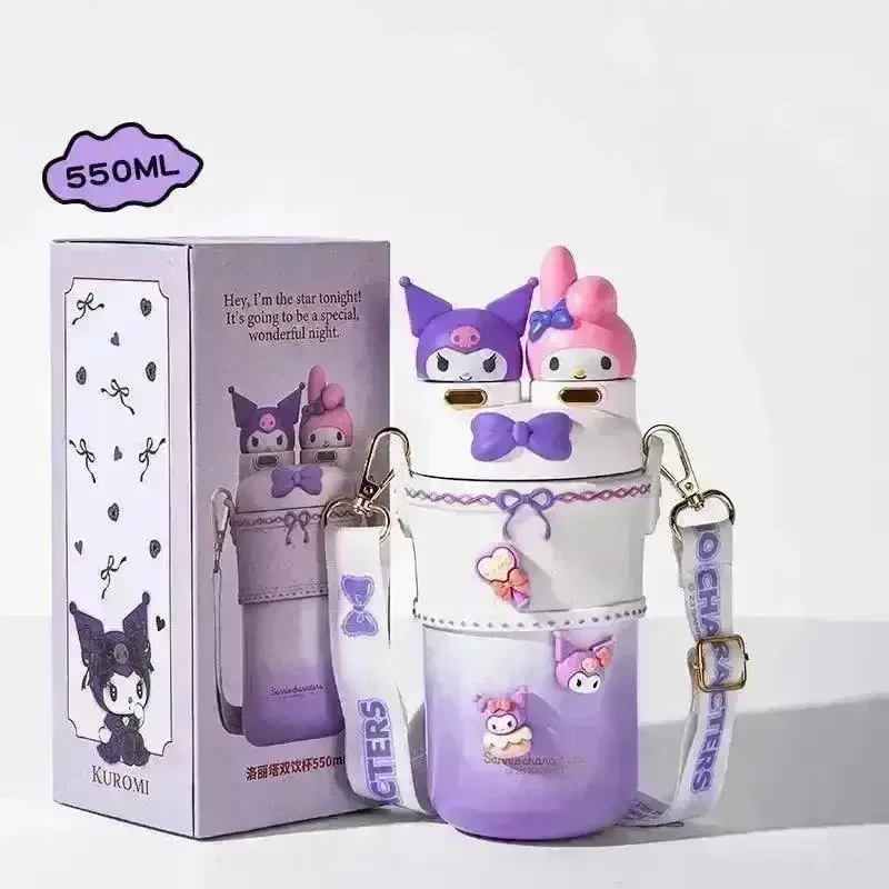 Sanliou 2 in 1 Kuromi & My Melody Steel Kawaii Bottle (550 ml) - Image 8
