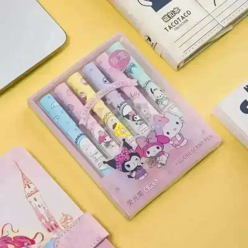 Sanliou Kawaii Fluorescent Highlighter (Set of 6)