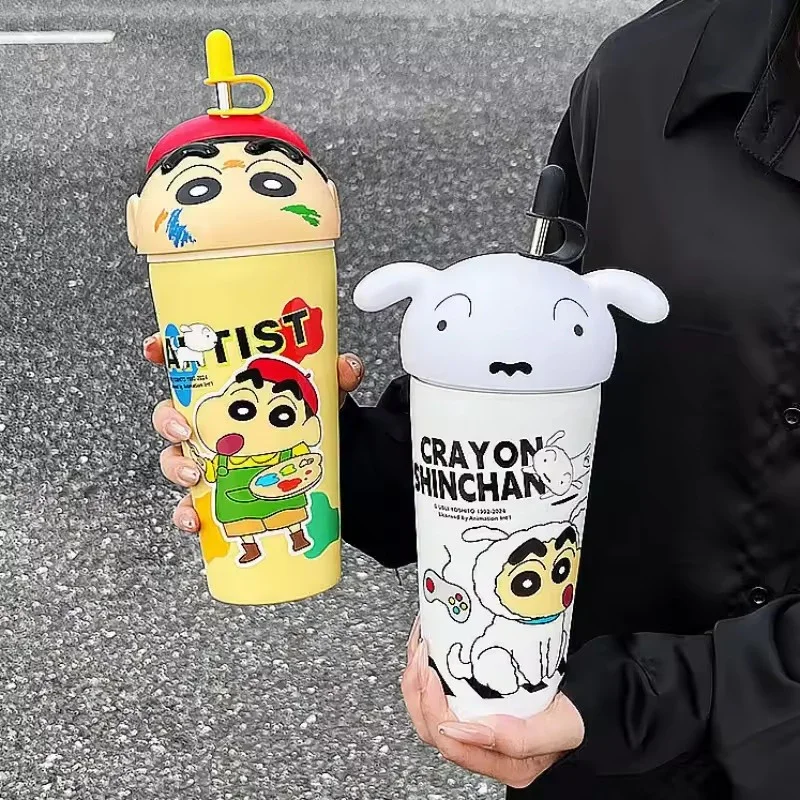 Shinichan Kasukabe 3D Head Insulated Straw Cup (600 ml)