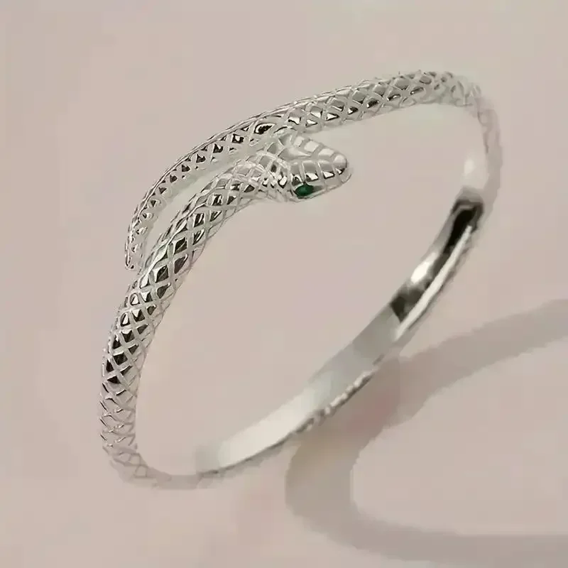 Silver Snake Open Bracelet - Image 4