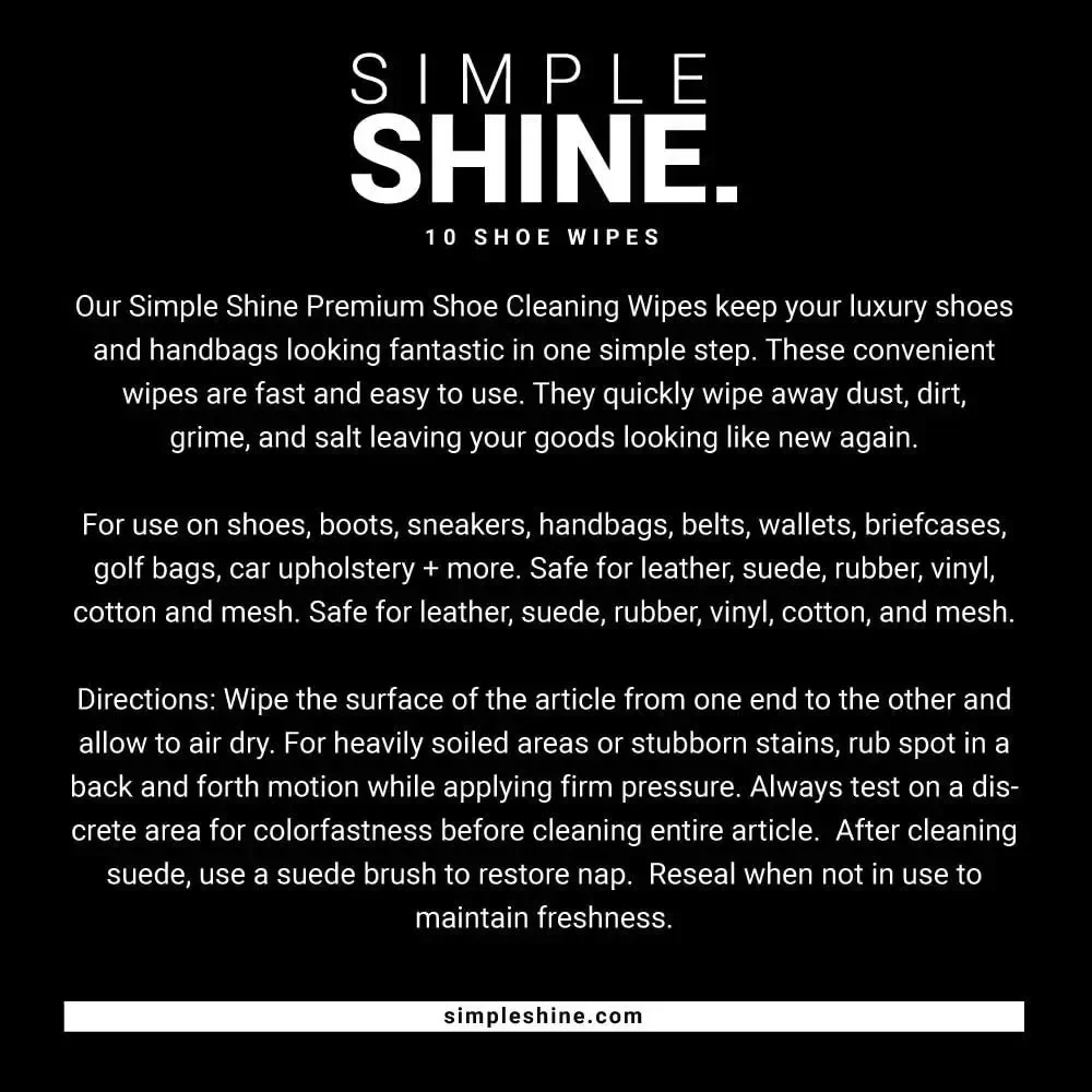 Simple Shine Shoe Cleaning Wipes (Set of 30) - Image 5