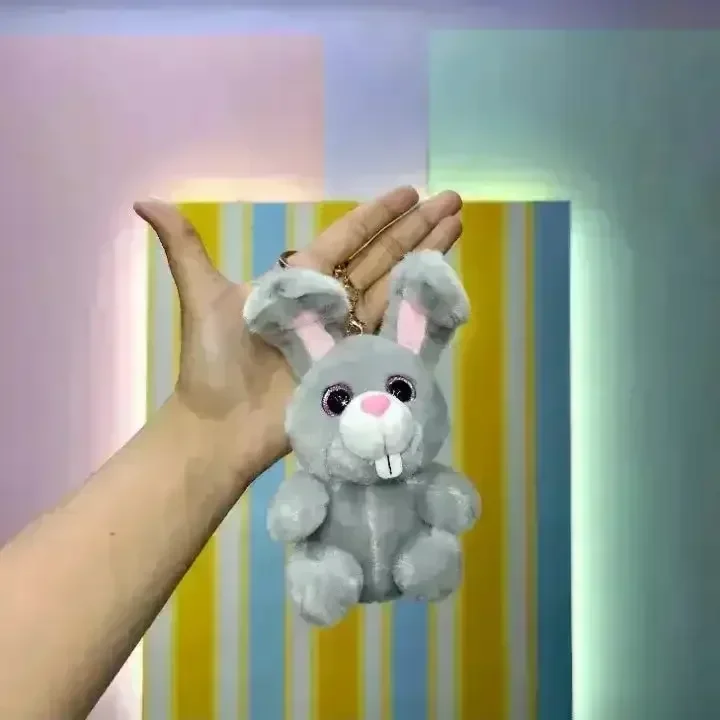 Snowball Rabbit Plush Keychain - Image 4