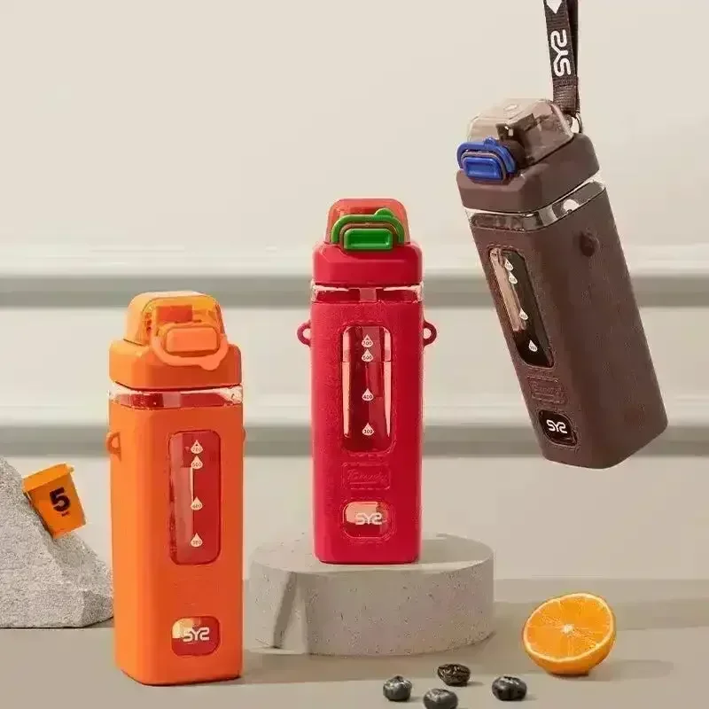 Square Motivational Straw Water Bottle (700 ml) - Image 2