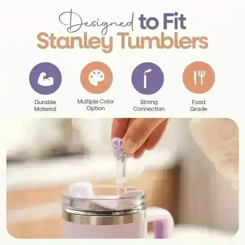 Stanley Girl Text Written Straw Toppers (Set of 4) - Image 7