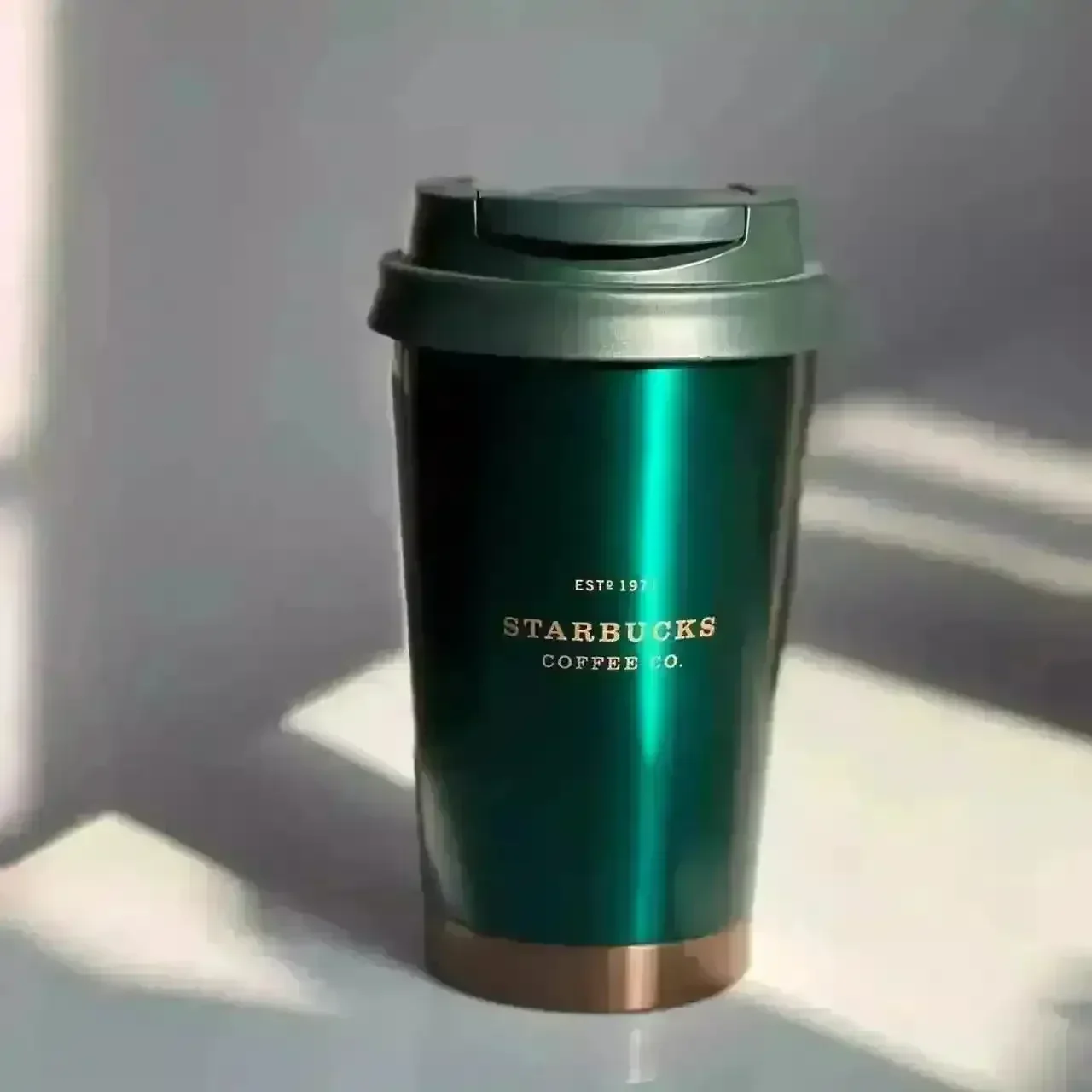 Starbucks Dark Green & Gold Thermos Mug (380 ml) - Image 3