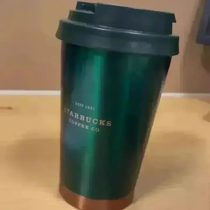 Starbucks Dark Green & Gold Thermos Mug (380 ml) - Image 5