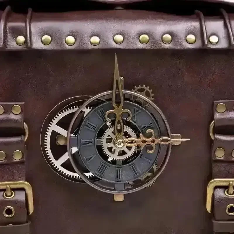 Steampunk Messenger Bag with Turnable Clock - Image 4