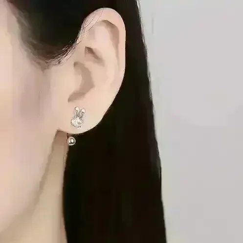 Sterling Silver Rabbit Stud Earrings - Image 2