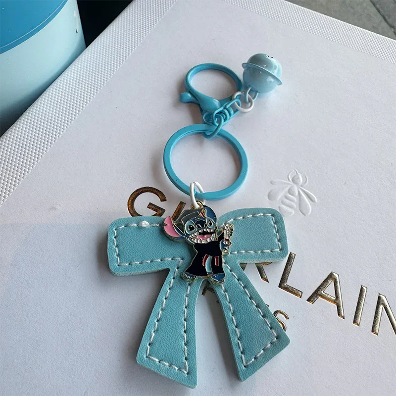 Stitch Leather Bow Charm Keychain - Image 3