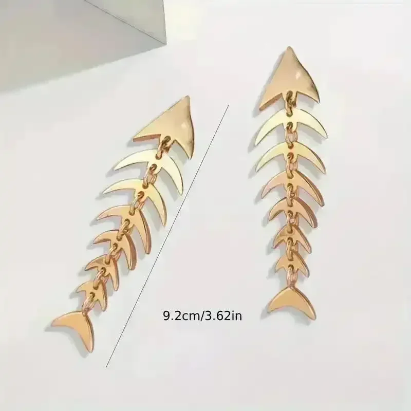 Stylish Fishbone Dangle Earrings - Image 4
