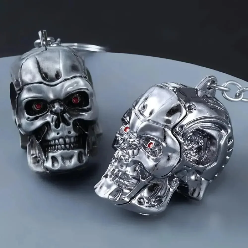 Terminator Skull Head Metal Keychain - Image 2