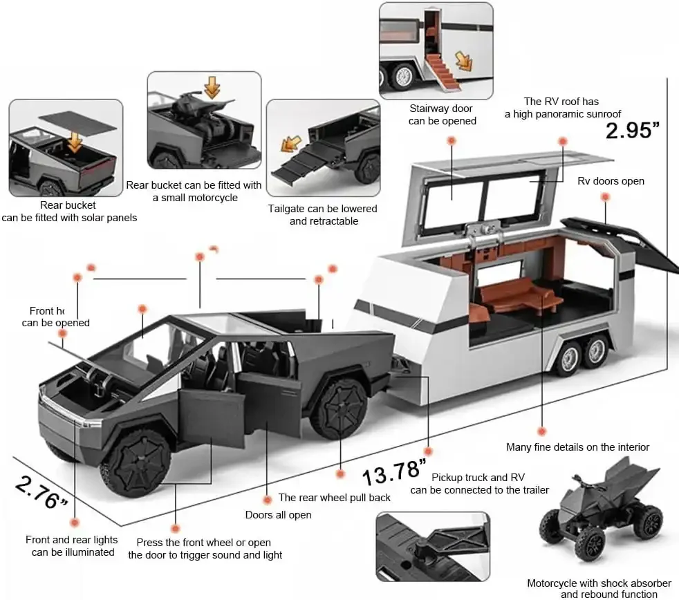 Tesla 1:32 Diecast 3-in-1 Pickup Truck - Image 21
