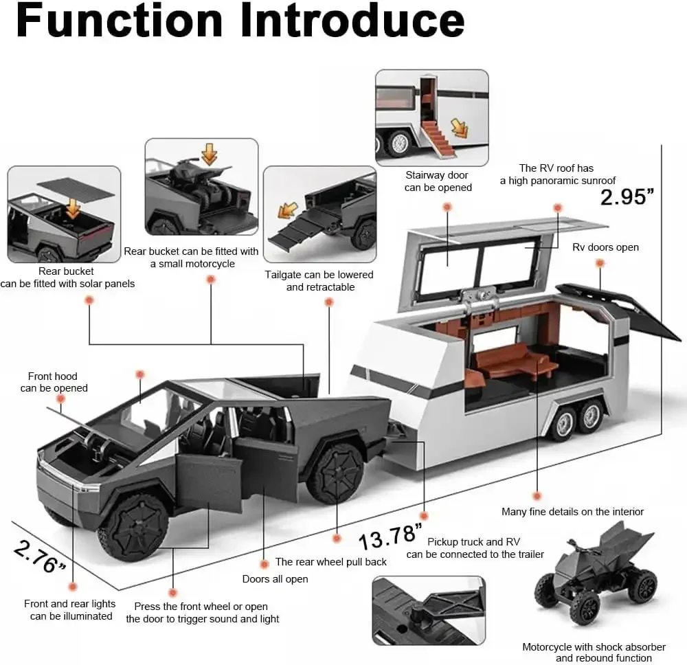 Tesla 1:32 Diecast 3-in-1 Pickup Truck - Image 3