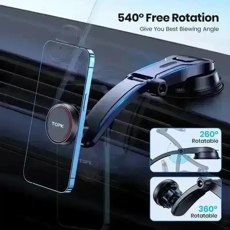 TOPK N52 Magnetic Car Phone Holder For Dashboard - Image 2