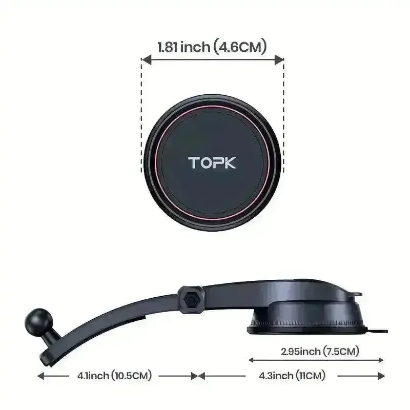 TOPK N52 Magnetic Car Phone Holder For Dashboard - Image 8