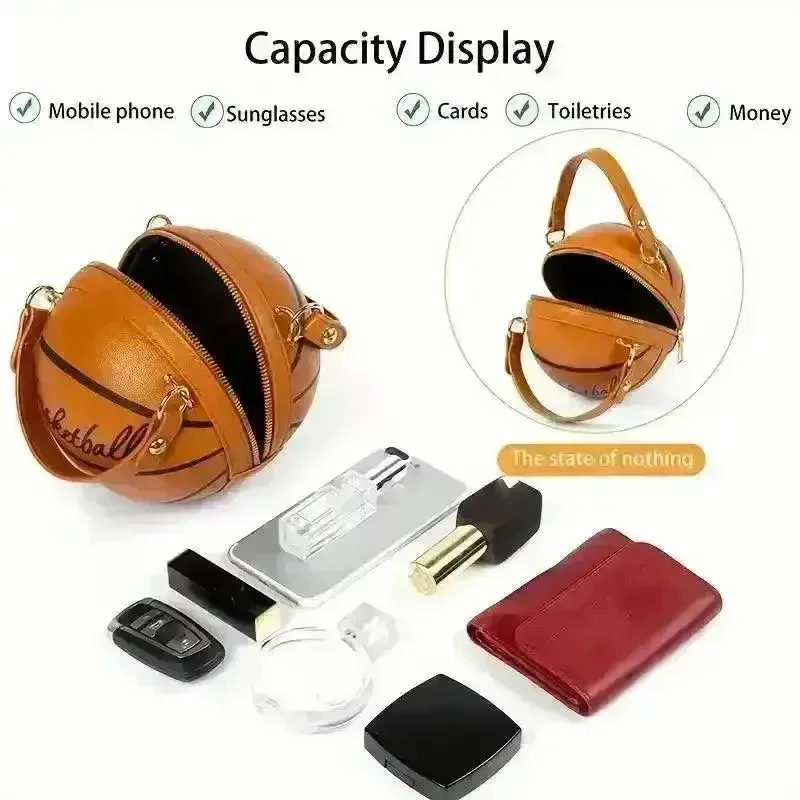 Trendy Basketball Shaped Crossbody Bag - Image 5