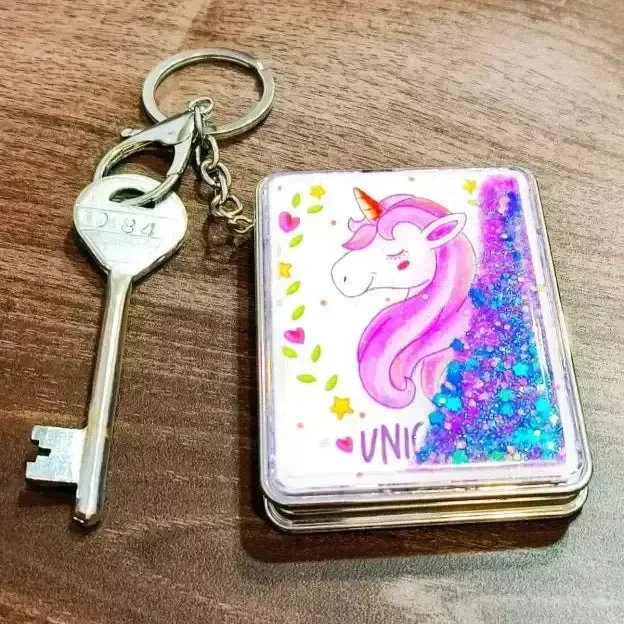 Unicorn Dreams Glitter Mirror Keychain - Image 3