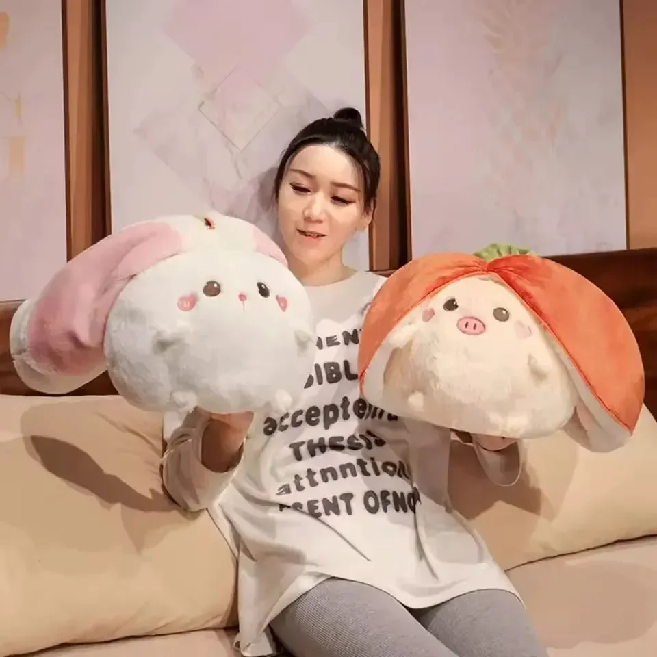 Veggie Transforming Rabbit and Pig Plush Toy - Image 2