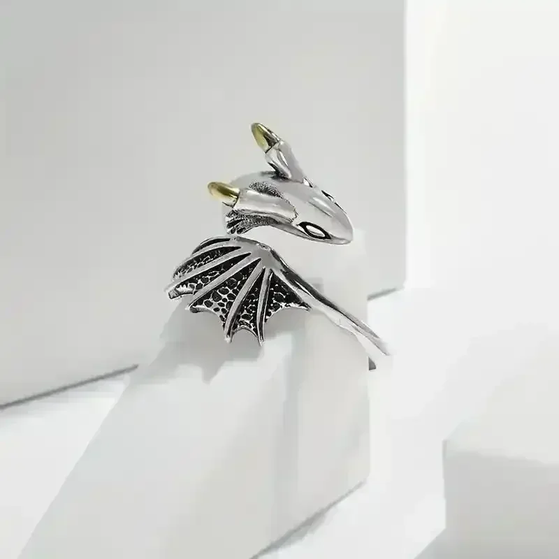 Vintage Silver Dragon Ring - Image 3