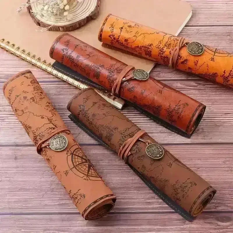Vintage Treasure Map Leather Pencil Roll - Image 2
