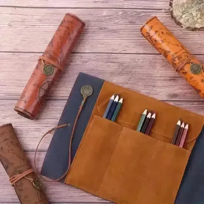 Vintage Treasure Map Leather Pencil Roll - Image 3