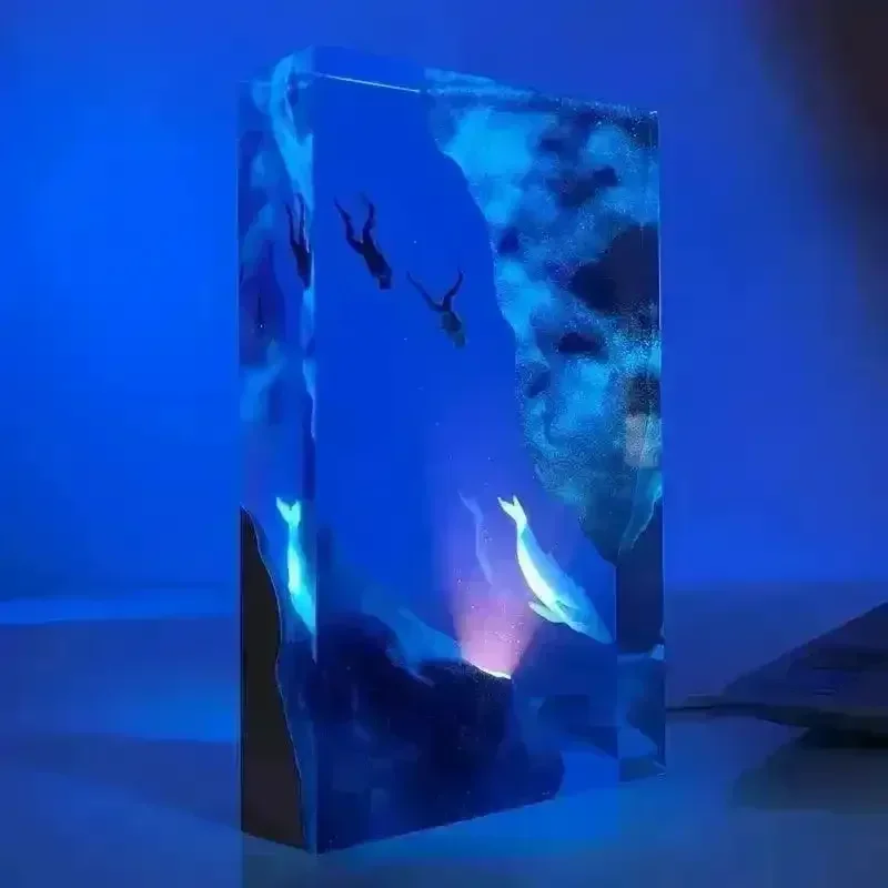 Whale and Divers Wooden Night Light - Image 12