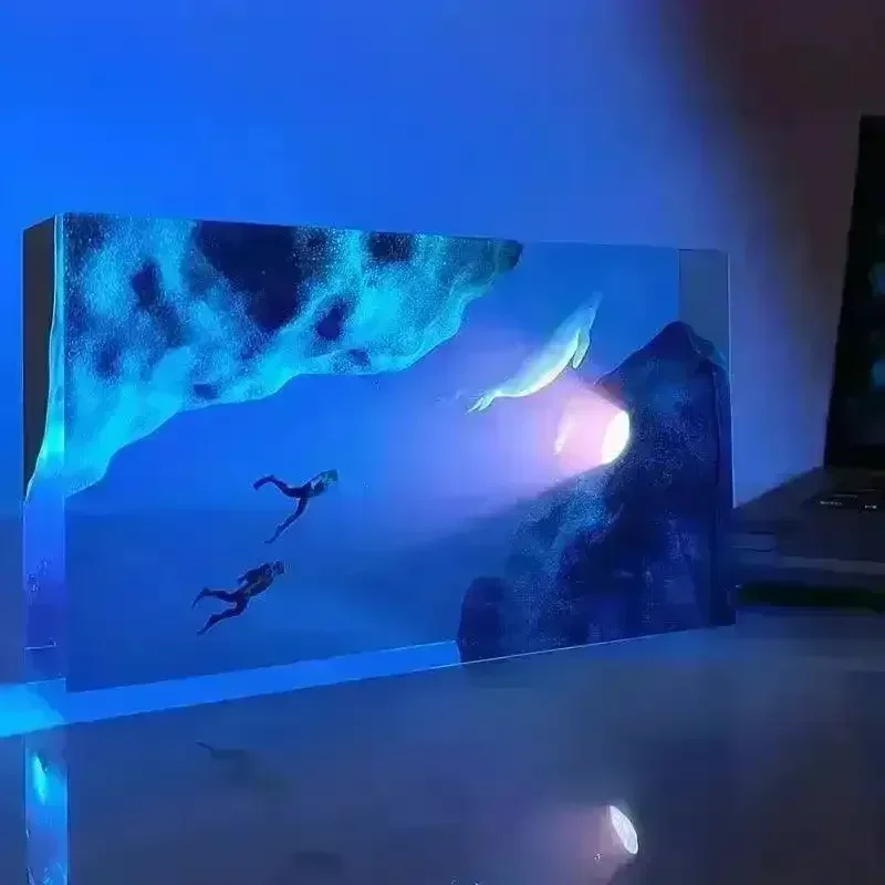 Whale and Divers Wooden Night Light - Image 18
