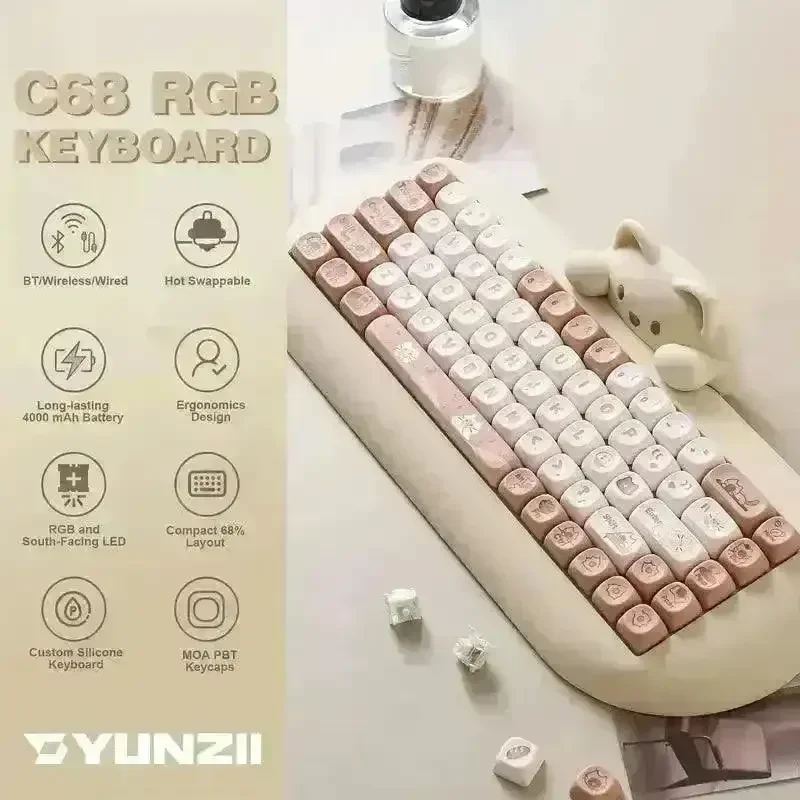 YUNZII C68 Wireless Mechanical Keyboard - Image 5